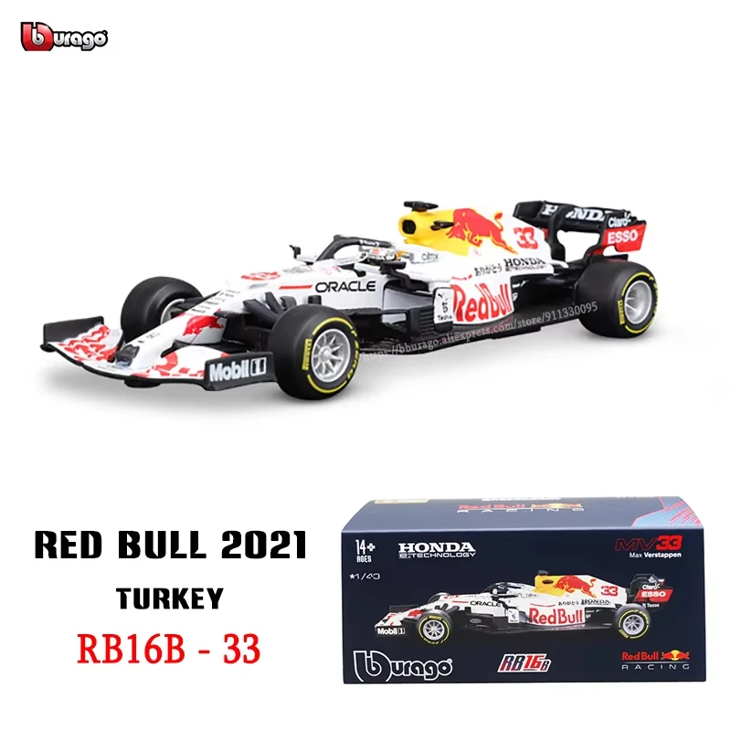 Bburago 2021 Turkey F1 Red Bull Racing Car Model Vehicle Alloy Diecast Car RB16b 11 33 Verstappen Perez 1:43 Toy Collection