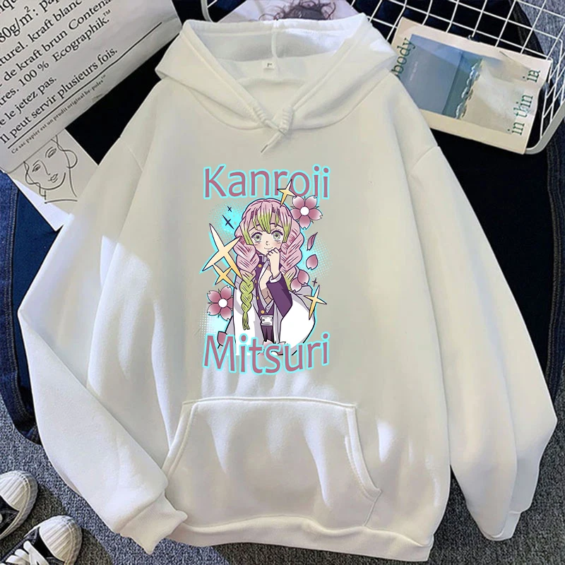 Anime Kanroji Mitsuri Print Sweatshirt Women\'S Casual Top Harajuku Fashion Hooded Sweatshirt Long Sleeve Pullover