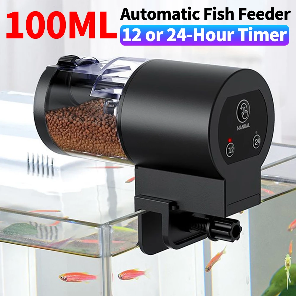 Nuevo alimentador automático para pecera de 100mL, temporizador inteligente, alimentador automático inalámbrico con Control remoto, alimentador para pecera de acuario