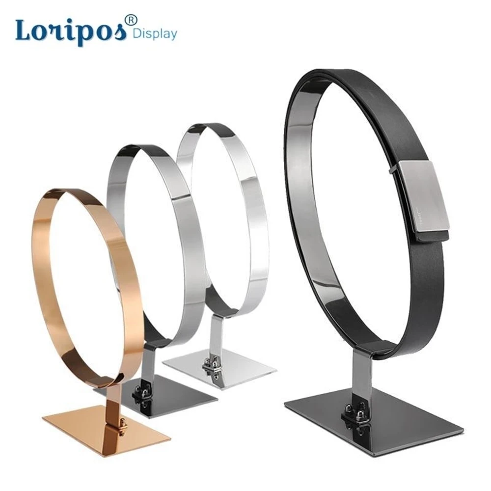 Belt Display Racks Stainless Steel Girdle Display Stand Holder Desktop Leather Belt Waistband Stand for Boutiques Display Props