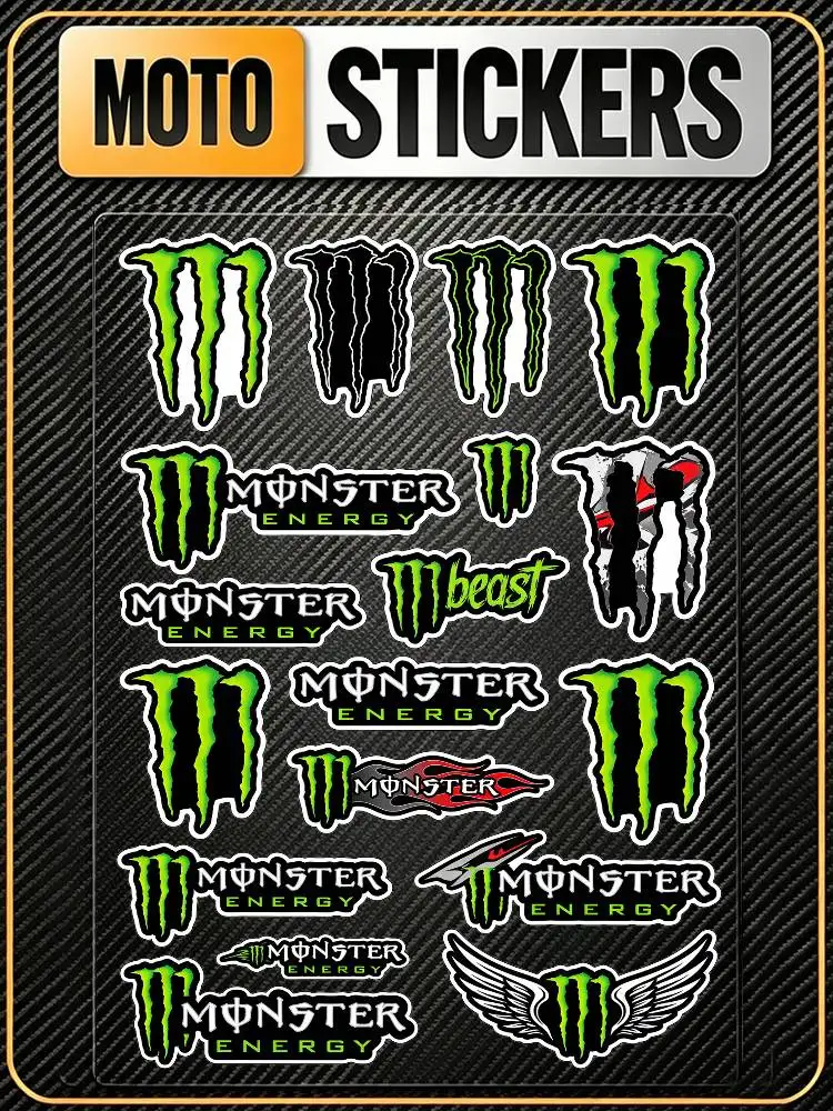 Pegatinas reflectantes impermeables universales a prueba de arañazos para Monster Energy Fashion, para casco de motocicleta, taza, refrigerador