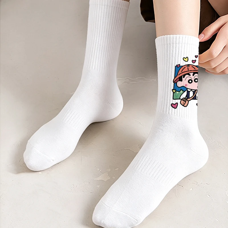Crayons Shin-chans Mid-Tube Socks 1/5pairs Women Men Cotton Print Novelty Socks Cartoon Unisex All Seasons Absorb Sweat Socks - view 5