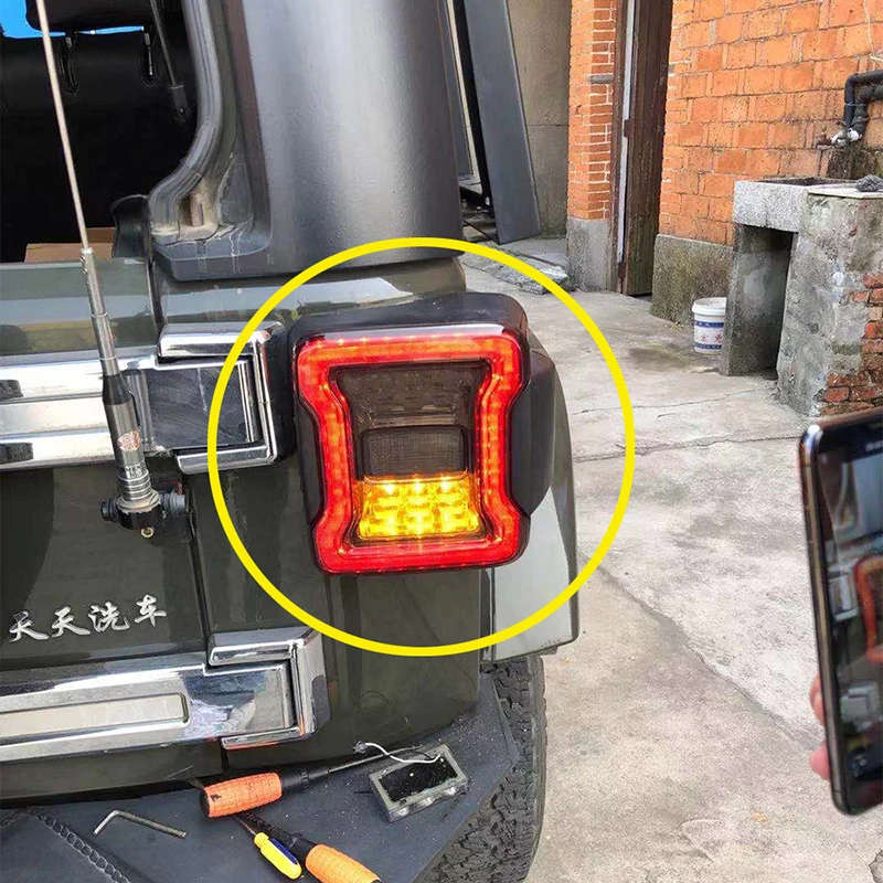 Lantsun J363 LED Taillight ABS Rear Light Tail Lights for Jeep for Wrangler JK07-17, 1-pair