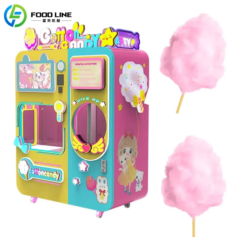 FL Manufacture Factory Automatic Cotton Candy Vending Machine Floss Flower Candy Machine for Small Business