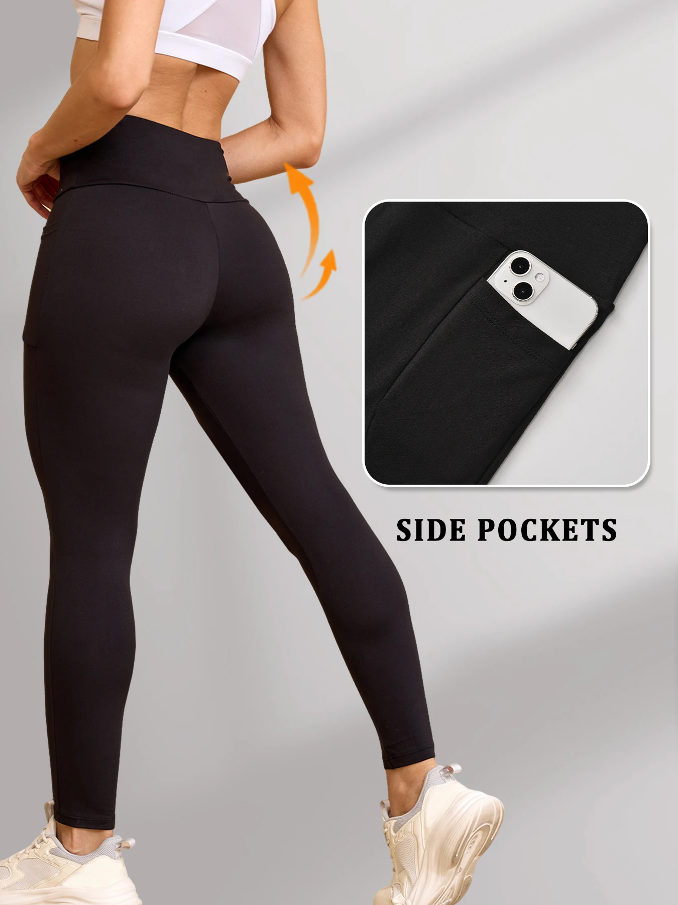 Super miękkie legginsy z wysokim stanem i kieszeniami - damskie spodnie do jogi modelujące brzuch, idealne do ćwiczeń i na co dzień