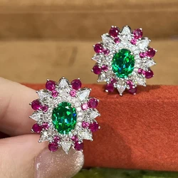 Huitan Graceful Lady Gorgeous Stud Earrings Bright Colorful Zirconia Stone Jewelry Temperament Female Wedding Party Accessories