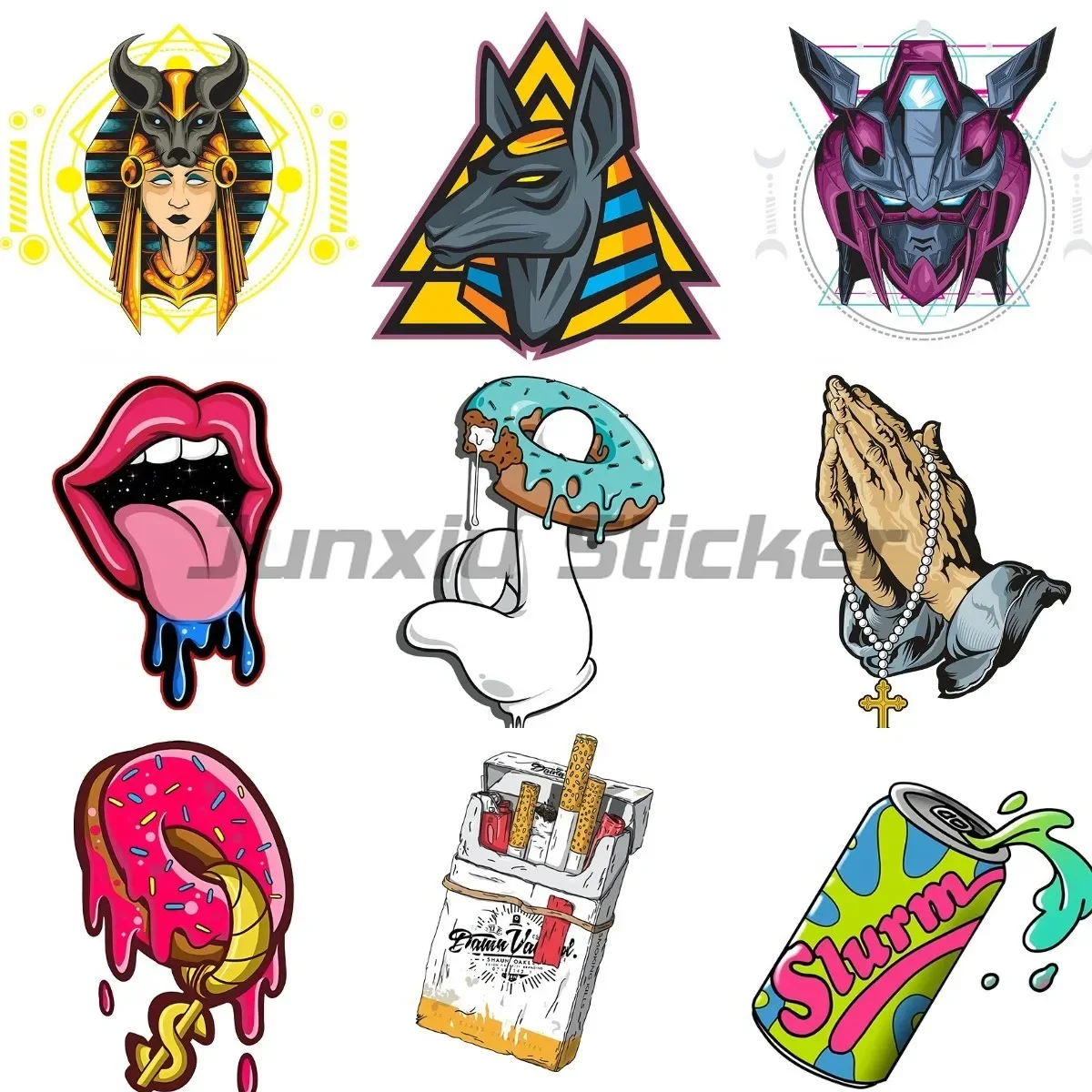 Creative Personalized Art Anubis Donut Mecha Egyptian Goddess Sticker Motorcycle Vinyl Window Truck Room Helmet Car Sticker