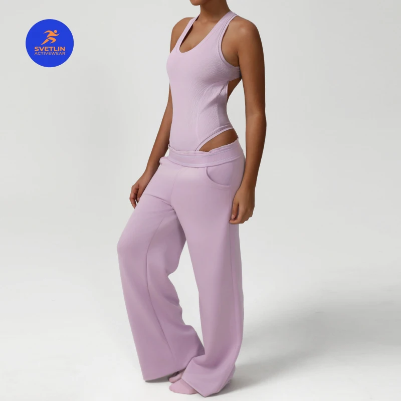 SVETLIN High Quality EU US Size Casual Romper Loose Wide-Leg Pants Women's Dance Training Sports Tight-Fitting Jumpsuit Set