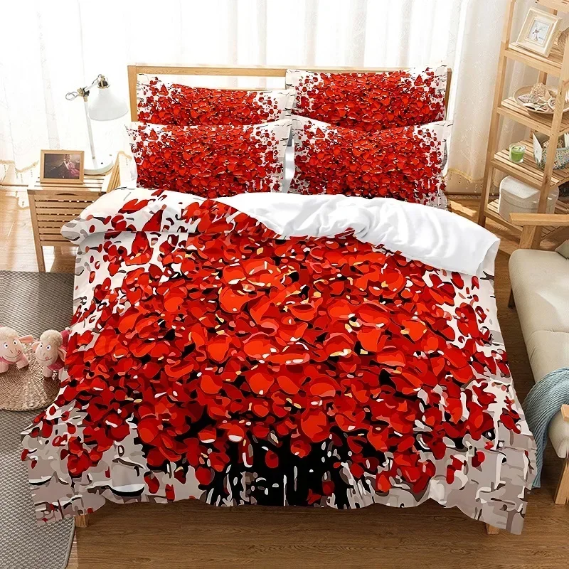 

Red rose Comfortable Duvet Quilt Cover Pillowcase Bedding Set Children Bedroom Decoration Home Textile