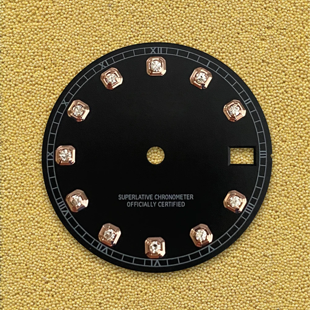 28.5mm S Logo Dial Brick and stone surface for NH35/NH36 Movement Green Luminous  Watch Modification Accessories