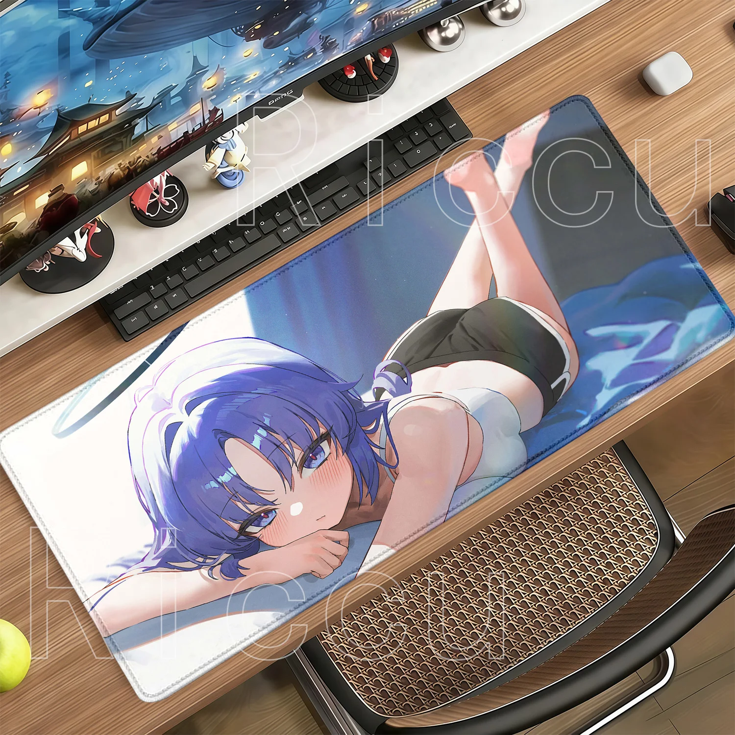 Hayase Yuuka Blue Archive Gaming Mouse Pad HD Printing Overlock Sexy Mousepad Office Accessories Keyboard Non-slip Base Desk Mat