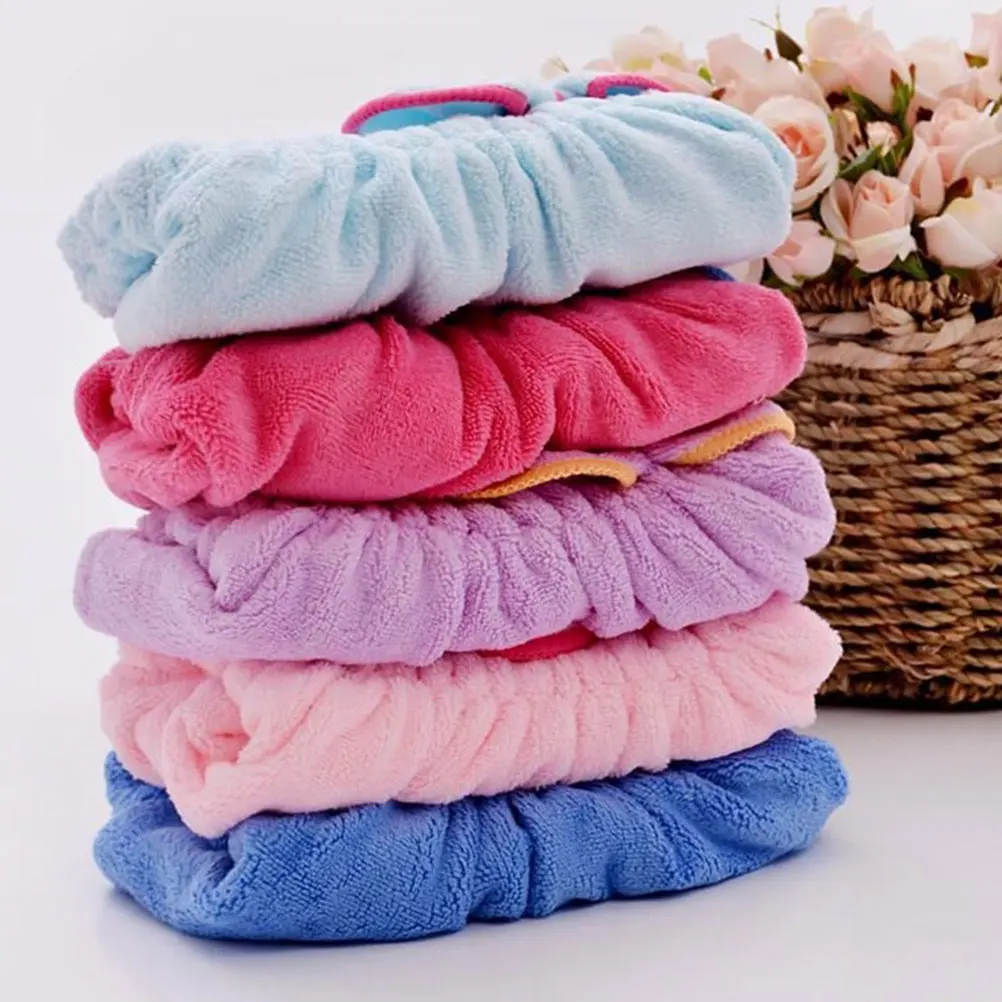 

Bowknot Design Dry Hair Cap Coral Fleece Fast Drying Absorbent Soft Touch Ideal for Shower Bath Face Washing Makeup Gym
