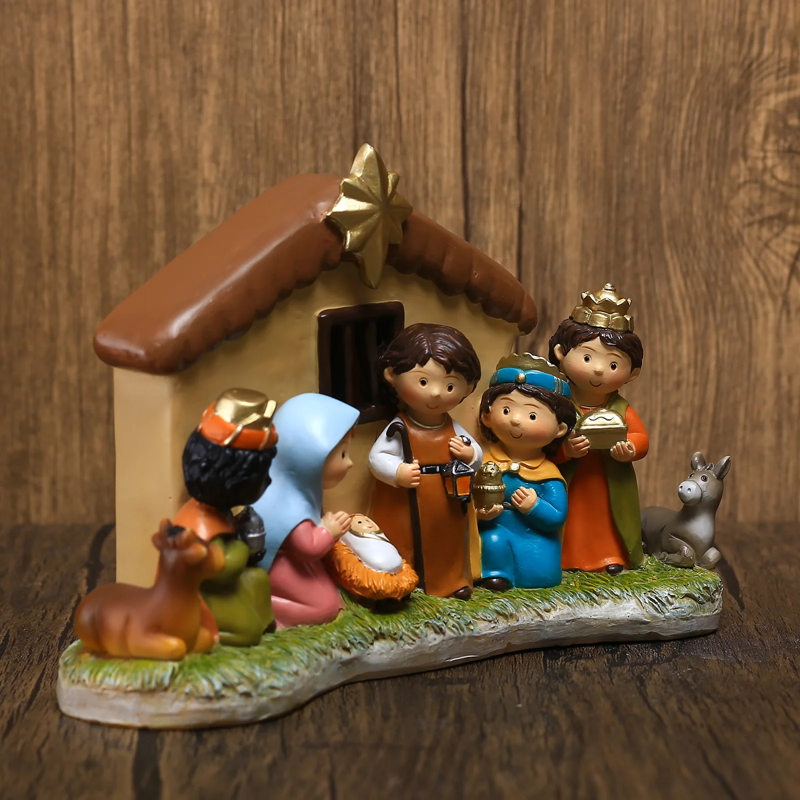 Decoración Navideña de la Escena de la Natividad, Figura Realista de Resina para la Escena de la Natividad, Decoración Navideña para el Hogar