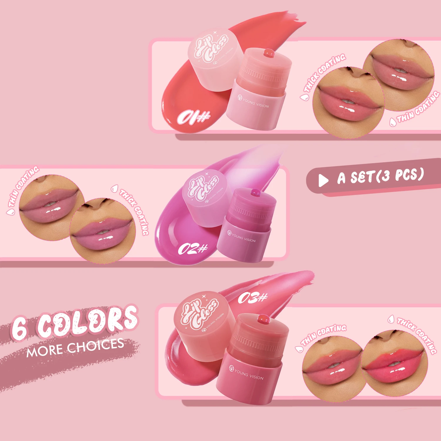 مجموعة بلسم الشفاه المغذي والترطيب الشفاف ملمع الشفاه زيت الشفاه طبقات ملمع الشفاه أحمر الشفاه للمظهر اللطيف #4