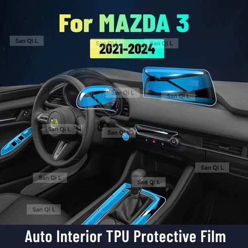 Película protectora Interior antiarañazos para MAZDA 3 2021 2022 2023 2024, accesorios de pantalla de consola central de TPU para coche deportivo Equator