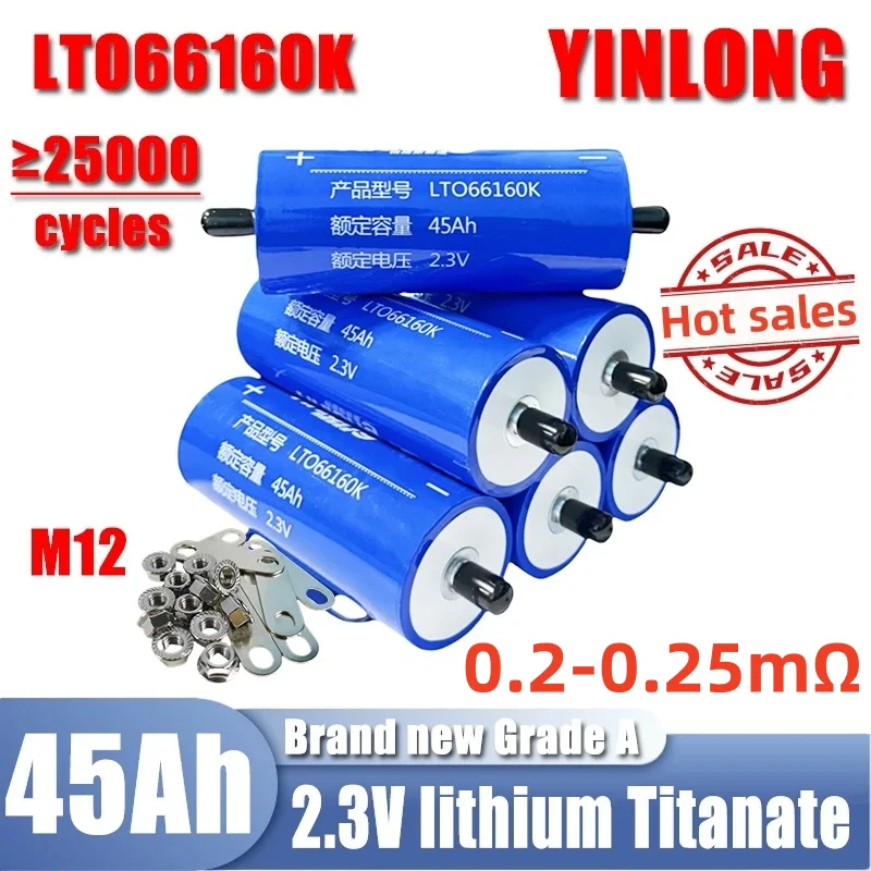 

1-72PCS 2.3V 45Ah new Grade A yinlong Lithium titanate LTO Battery 10C Electric Boat Solar Speaker Power Battery DIY 12V 24V 48V