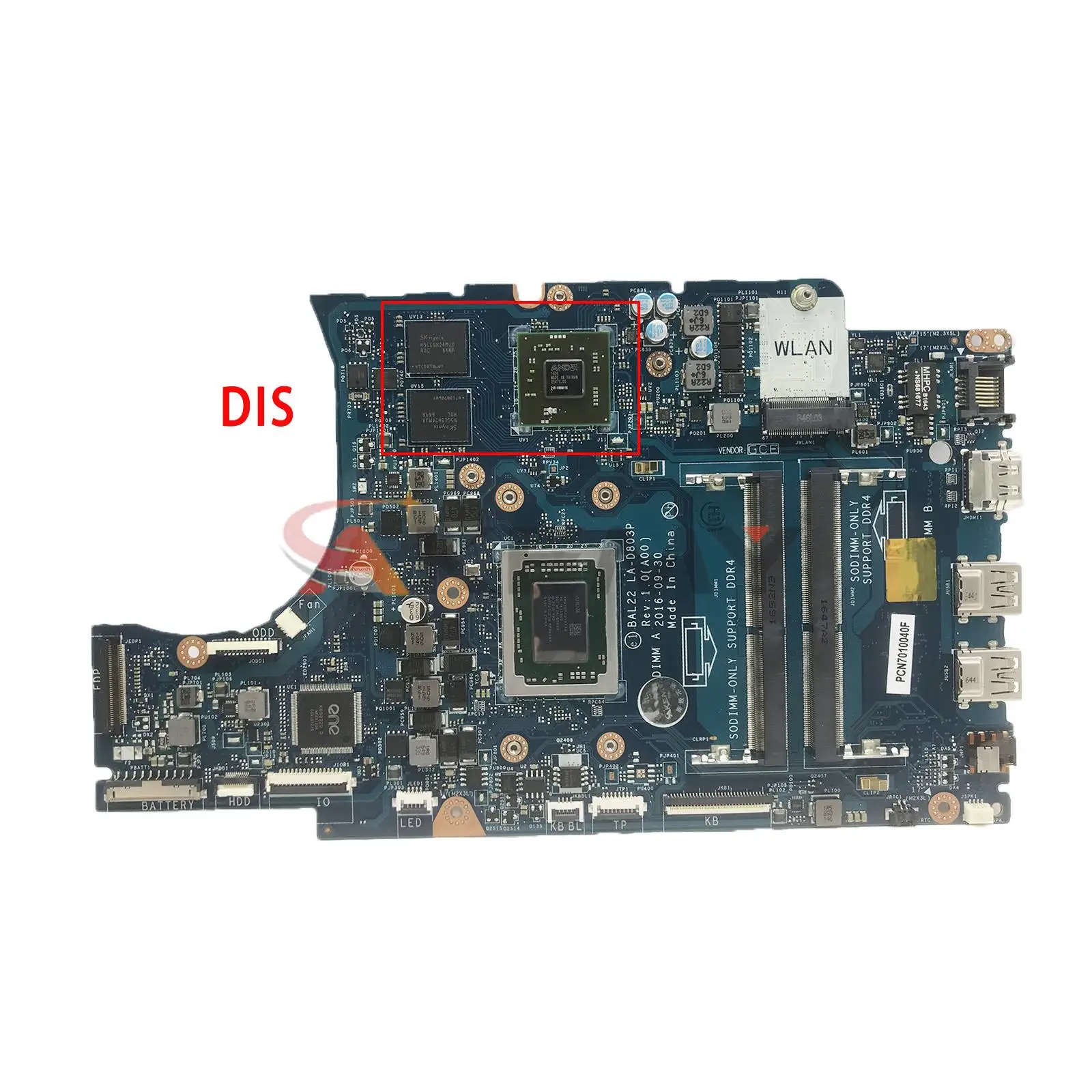 For Dell Inspiron 5565 5765 Laptop Motherboard BAL22 LA-D803P AMD A10 A12 FX-9800P DDR4 UMA/PM Notebook Mainboard Tested OK