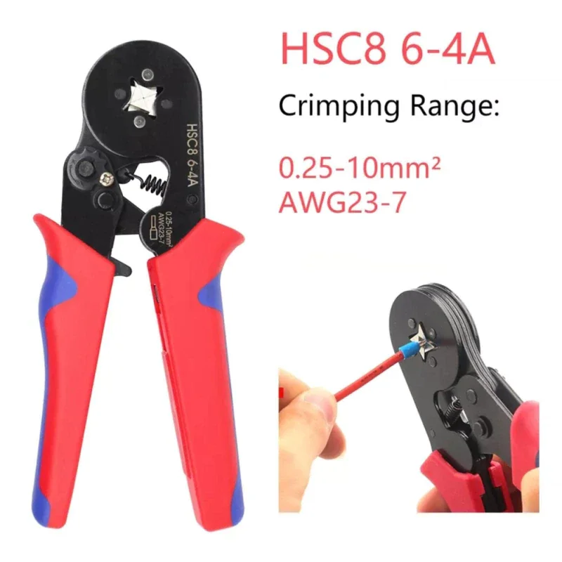 HSC8 6-4 0.25-10mm2 AWG23-7 Ferrule Tool Kit Wire Crimper Crimping Tube Terminal Pliers cable Tools