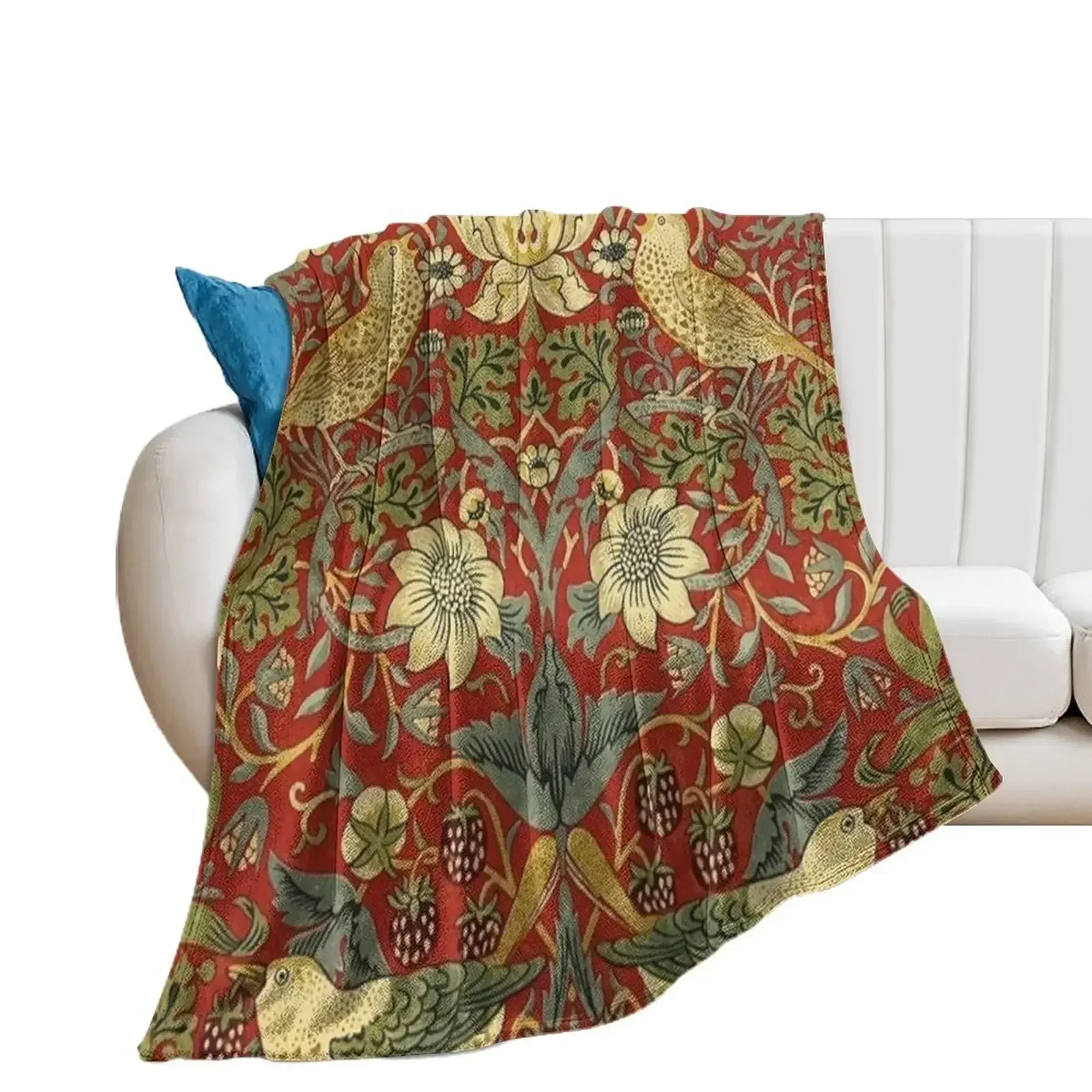 

William Morris birds floral,red Throw Blanket for sofa christmas gifts Decorative Beds Blankets