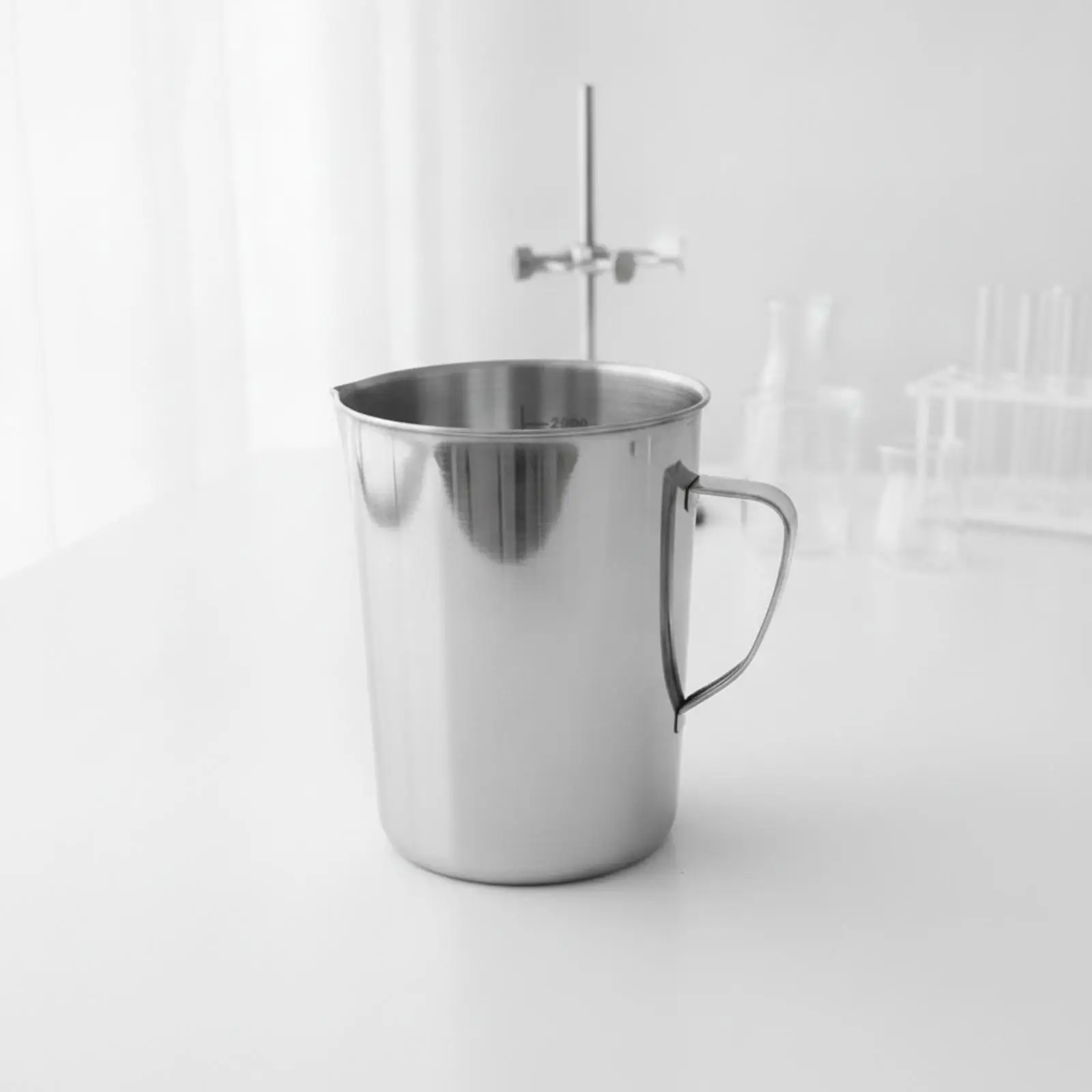 Silver Steel Graduated Measuring Cup with Sturdy Handle for Café Beverage Preparation
