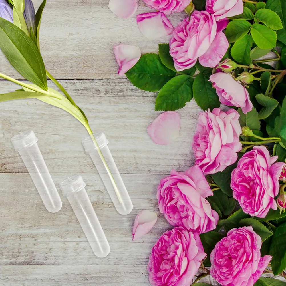 

20Pcs Floral Water Tubes Clear Plastic Flower Vials Lids Rose Flower Hydration Tubes Floral Arrangement Blossom Nourishment Tube