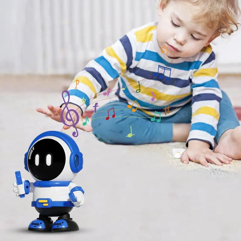 Astronaut Shape Rechargeable Dancing Robot com luzes para crianças, Brinquedo multifuncional educacional, Música