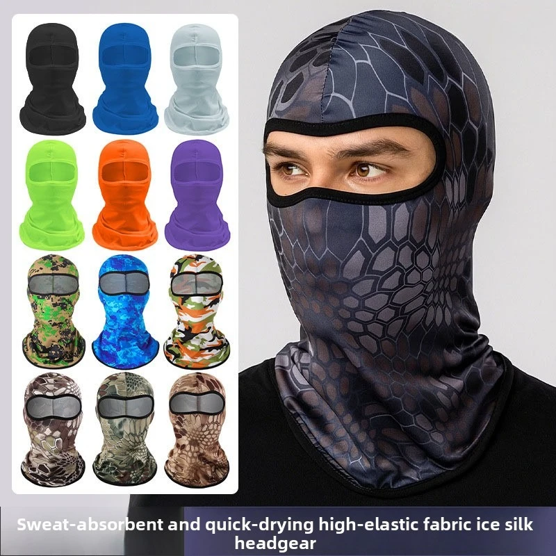 Cycling Face Mask Ice Silk Full Face Neck Gaiter with Hat Sun Protection for Outdoor Cycling Summer Men and Women