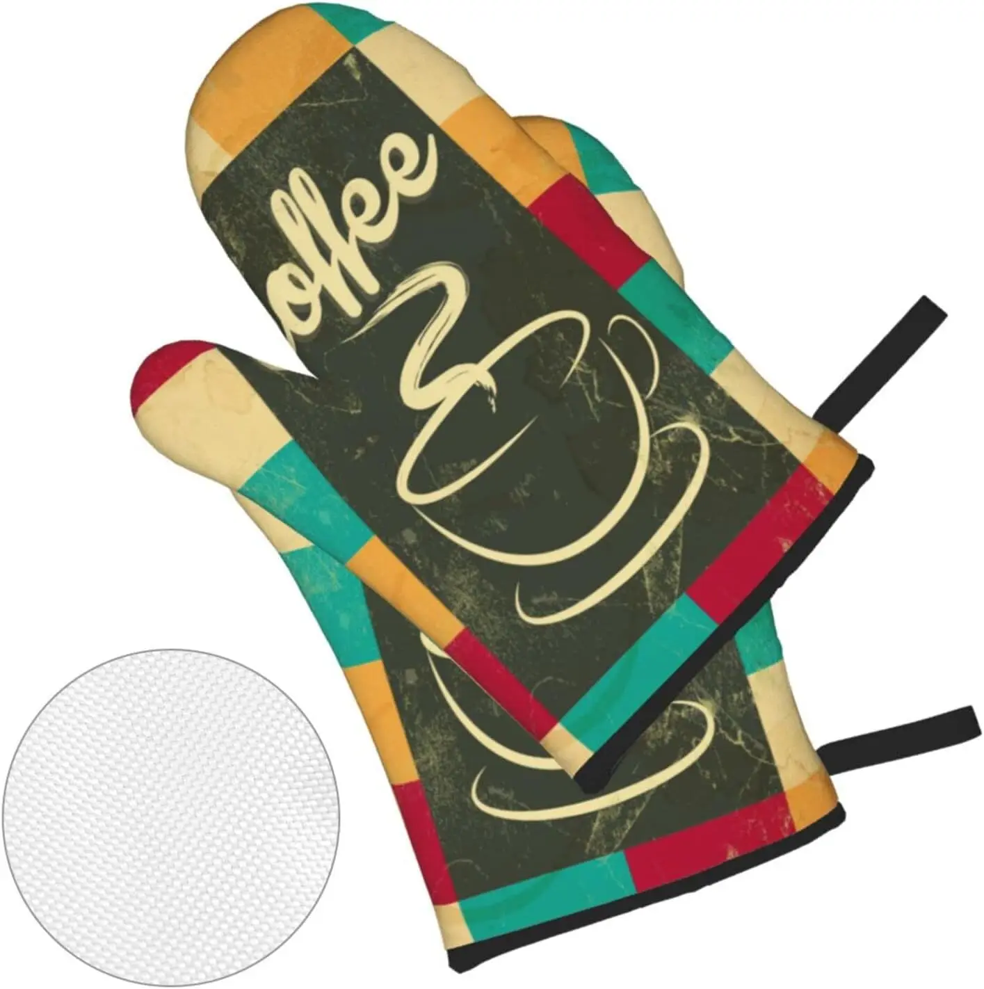 Juego de 4 manoplas y ollas para horno y café vintage, manoplas para horno y agarraderas, guantes resistentes al calor para cocina y cocina