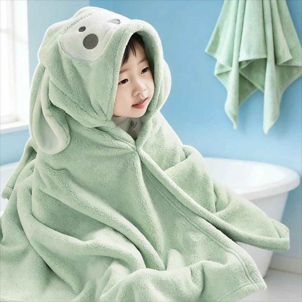 

Детское банное полотенце-пончо с капюшоном, детское носимое утолщенное коралловое флисовое водопоглощающее одеяло для сна для мальчиков и девочек