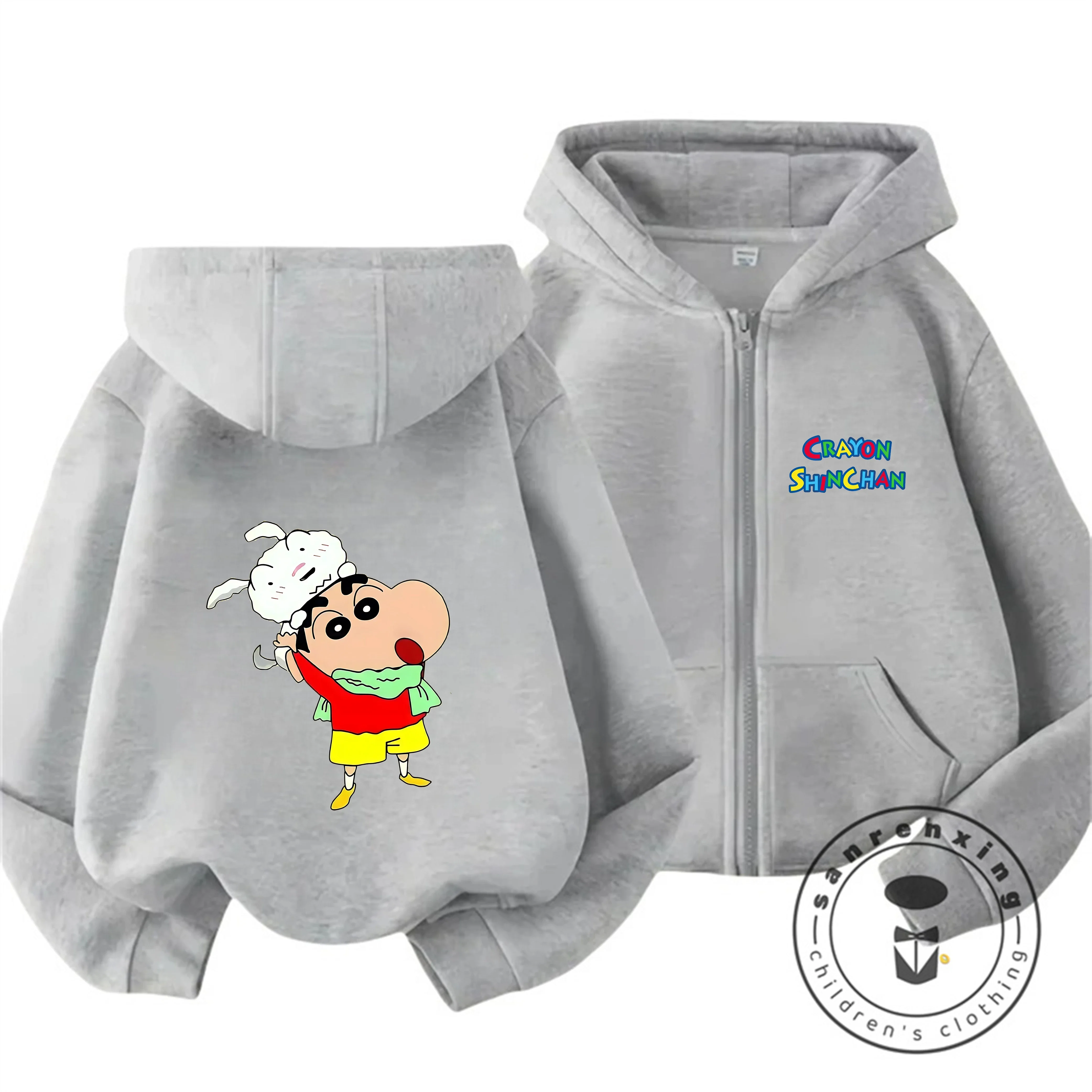 Popular Zipper Hoodie Kawaii Cartoon Print Autumn Trendy Children Wear Crayon Shin Chan 3 14 Years