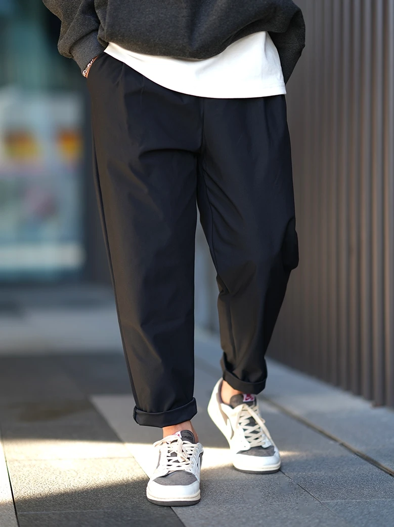 

Мужские модные повседневные брюки прямого кроя, дышащие, немнущиеся, с эластичной талией, в японском стиле, осенние, длинные