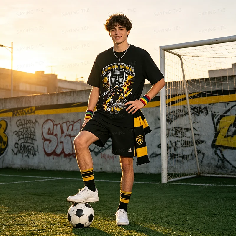 Yamal Spanien # 19 Star Player Soccer GOAT Football Europa Unisex T-Shirt Y2k Spanish Football Prodigy Fan Tee Geschenk Herren Damen Tops – Detail 5