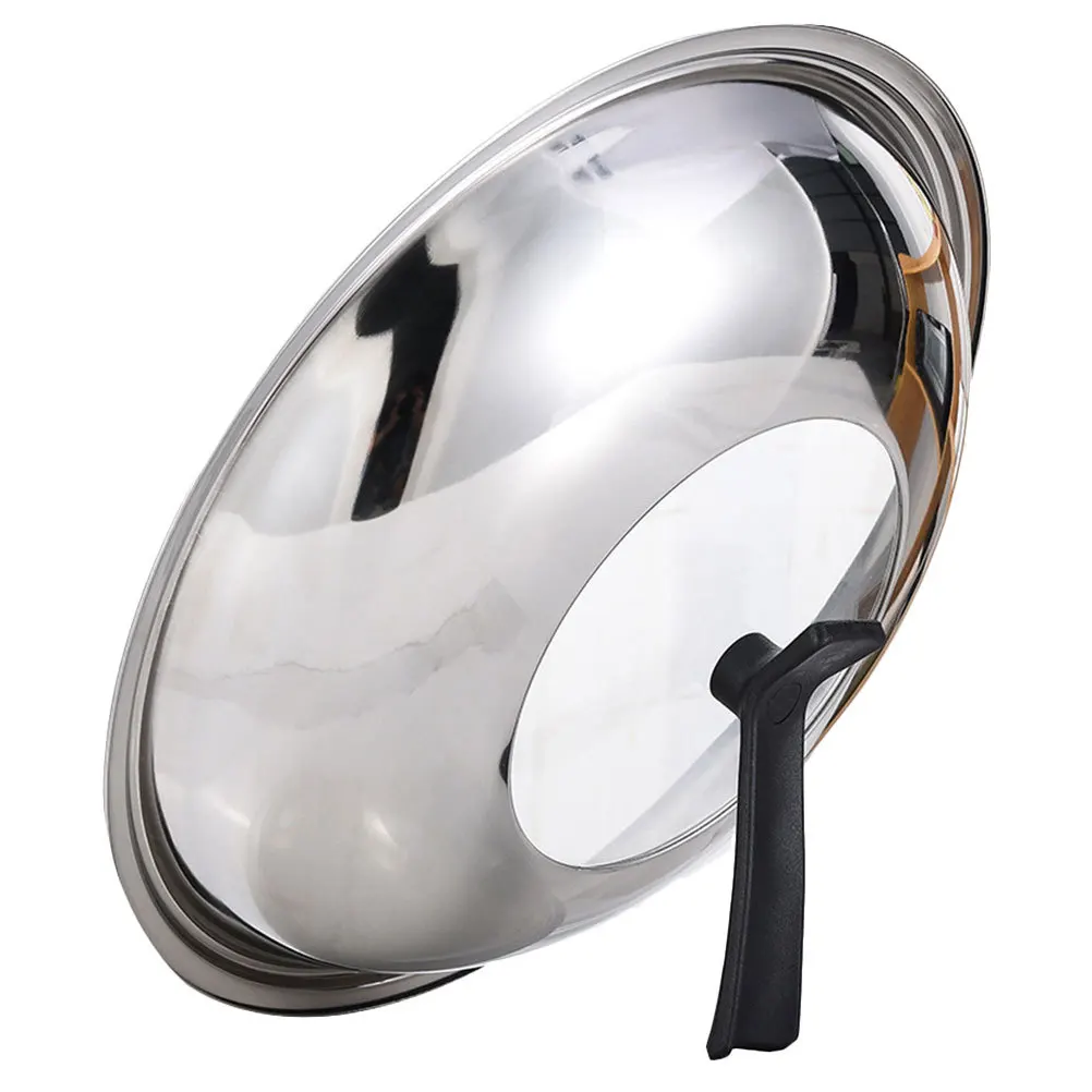 

Круглая стеклянная крышка кастрюли с ободом из нержавеющей стали, универсальная, подходит для сковородок, кастрюль и сковородок, защита от брызг, термостойкость, видимая