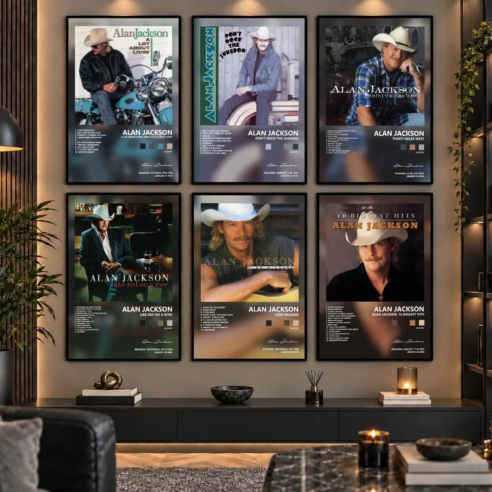 Country Singer A-Alan J-Jackson Painting Calligraphy Canvas Wall Art Prints for Living Room Bedroom Home Decor Gift