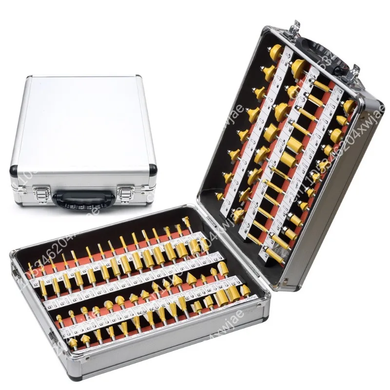 1/4 Handle 100-Piece Router Bit Set with Pattern Cutters, Professional Woodworking Carving Tools, Edge Profiling Kit