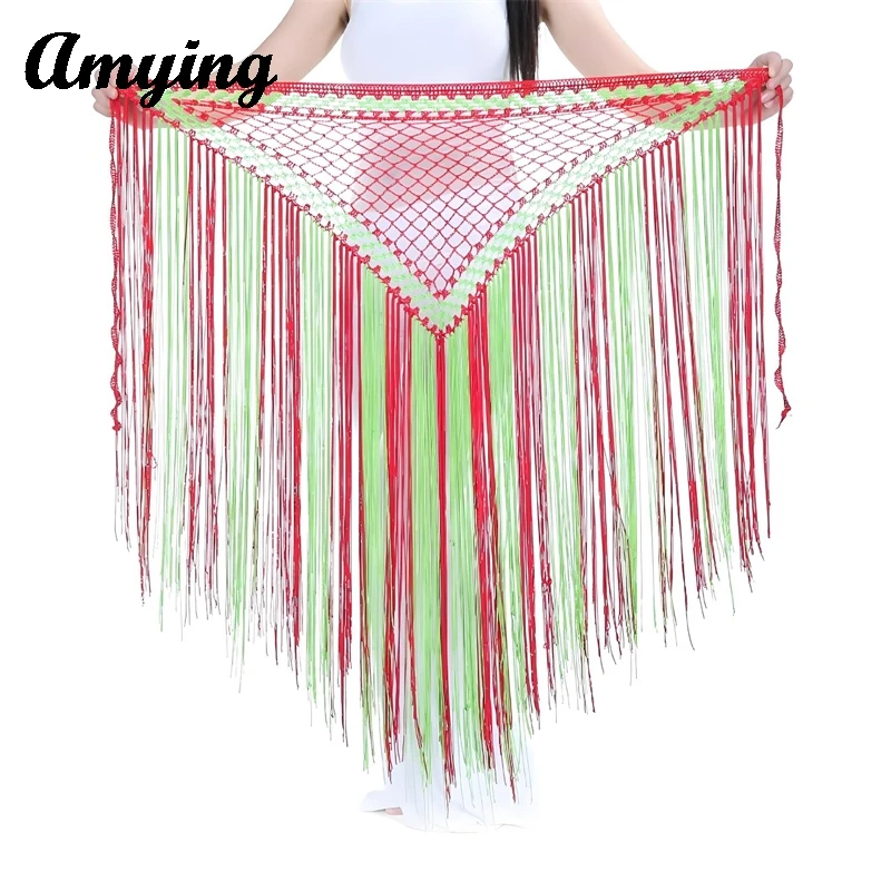 Two Tone Argentine Style Triangular Scarf Shawl Belly Dance Costume Belly Dance Waist Chain Belly Dance Buttocks Scarf Mermaid