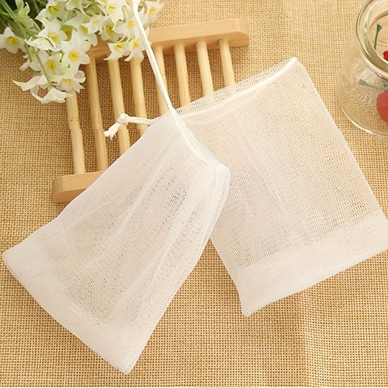 20pcs Double-layer Foamed Mesh Bag, Exfoliating Soap Bubble Mesh Bags - Drawstring Holder Bags for Body and Face - Foaming Net