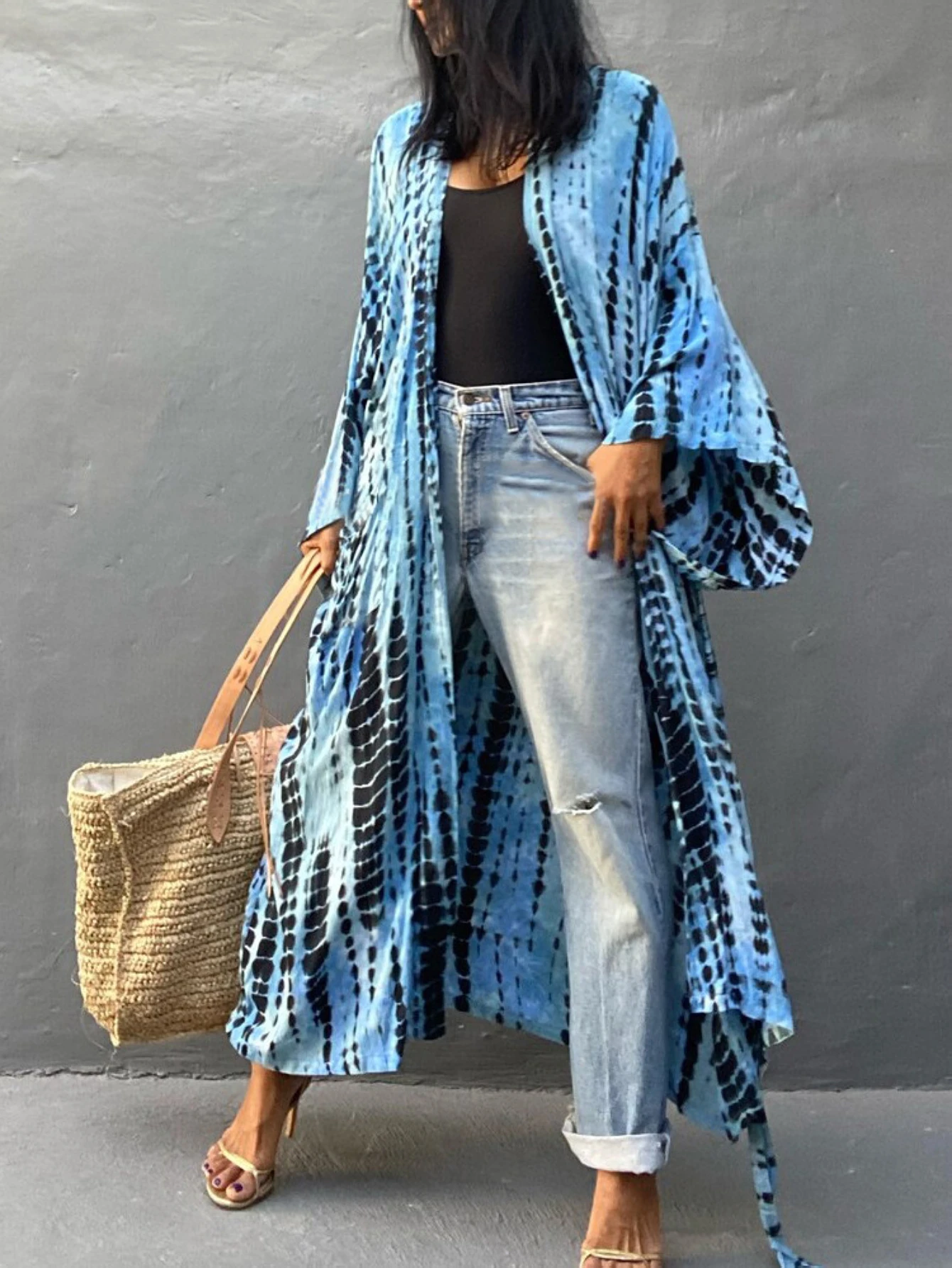 

Women's Kimono Cover-up Fashion Tie-Dye Robe Women's Long Kimono Women's Swimwear Cover-ups