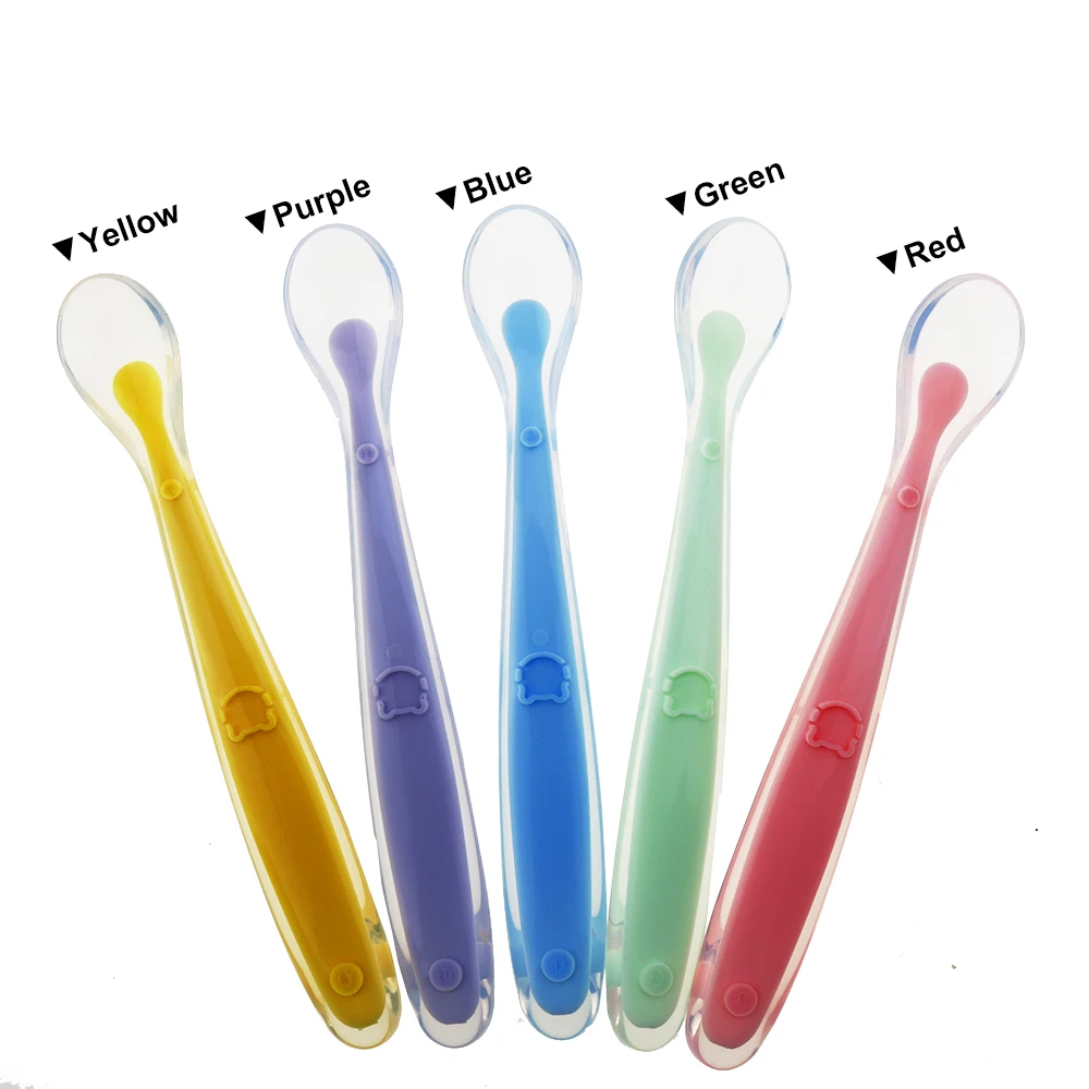 1Pcs Soft Silicone Baby Spoon With Candy Color Storage Box Children Food Feeding OdorlessHigh Temperature Resisance Hook Hole