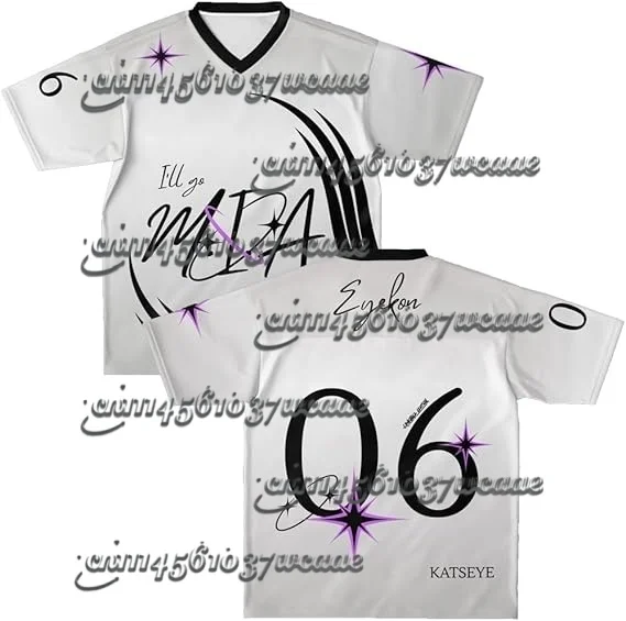 

3 Styles 2026 KPOP New Tour Same Style KATSEYE Mia 06 Star Print Themed Fan Gift Summer Oversized Casual Jersey FamilyMatching