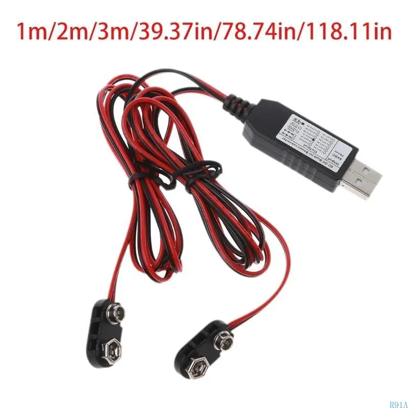 R91A USB 메인은 듀얼 6F22 9V 배터리 제거기로 변환 2 피스 9V 배터리 전원 공급 장치 케이블 액세스를 교체 할 수 있습니다.