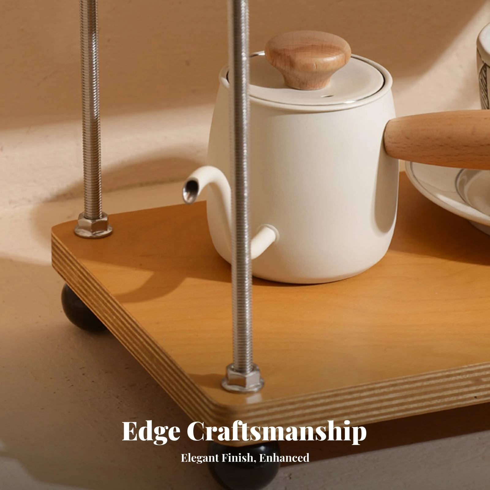 Desktop Storage Rack Metal Support Rods Wooden Desk Rack Countertop Organizer Raised Feet Cup Shelf Stand Multifunctional