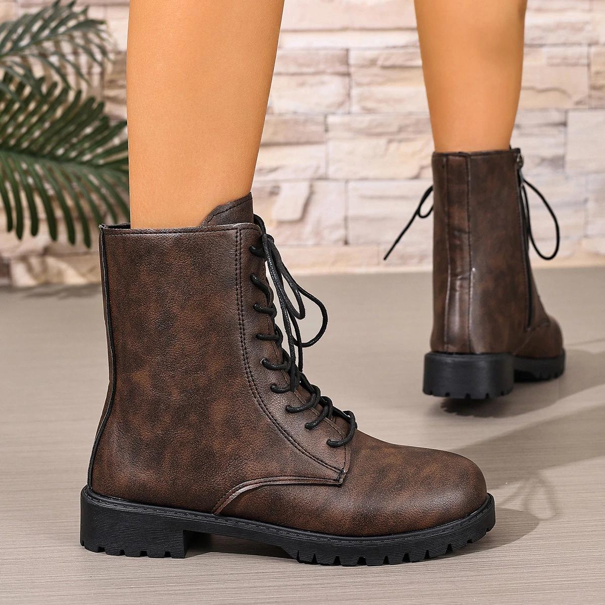 Elegante Winterstiefel mit Rundem Zeh und Dicker Sohle, Modische, Bequeme Damenstiefel in Großen Größen, Bestseller – Detail 3