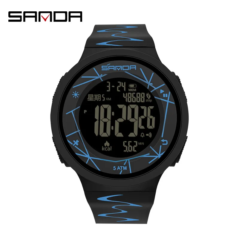 

SANDA 2142 Electronic Watch Men Creative Simple Outdoors Watches Luminous Date Chronograph Digital Silicone Male Wristwatches