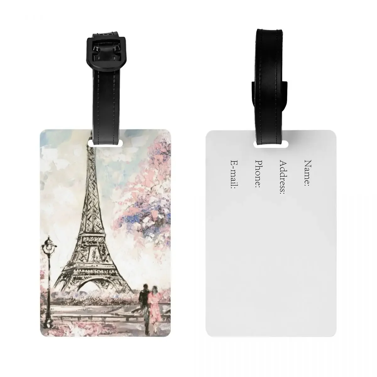 Eiffel Tower Paris Luggage Tag for Suitcases Romantic French Love Privacy Cover Name ID Card