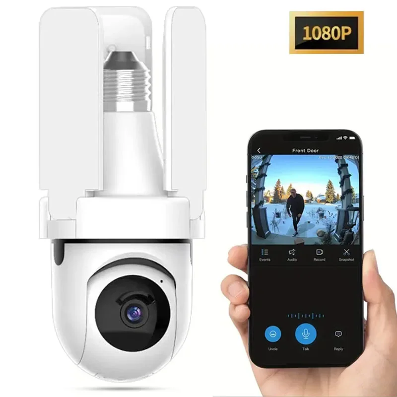 Камера с лампочкой 2MP/4MP E27 E26 Камера наблюдения ночного видения Wi-Fi IP-камера домашней безопасности AI Обнаружение людей и транспортных средств