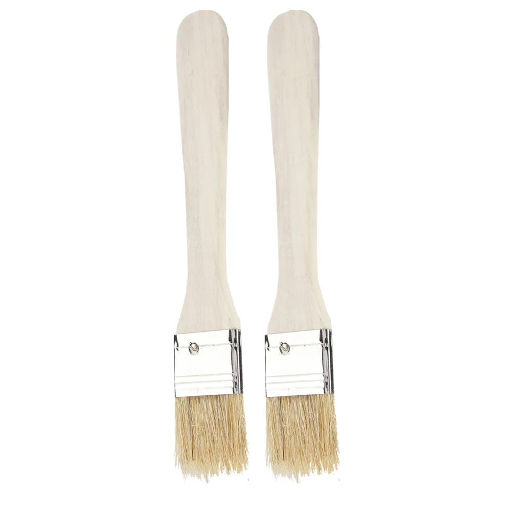 2PCS Lightweight Wooden Barbecue Brush Spread Oil Function Spice Application Spice Brush Khaki Wooden Brush Grilling Season
