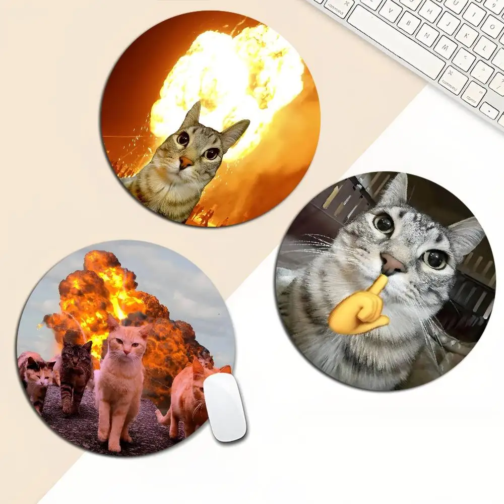 

Забавный круглый коврик для офисного компьютерного стола с изображением кота, коврик для клавиатуры и мыши, подушка для ноутбука, нескользящие аксессуары для офисного стола
