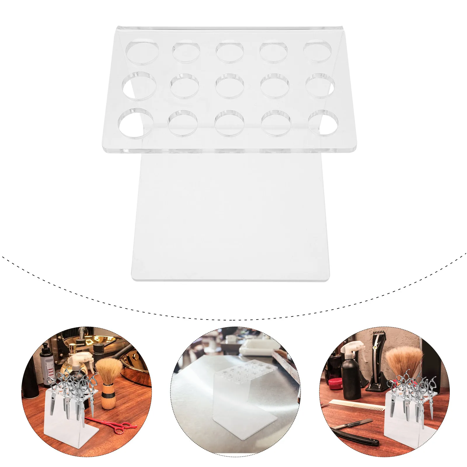 Acrylic Hair Scissor Holder Transparent Beauty Tool Organizer for Stylist Salon Desktop Comb Shear Pen Stand Compact