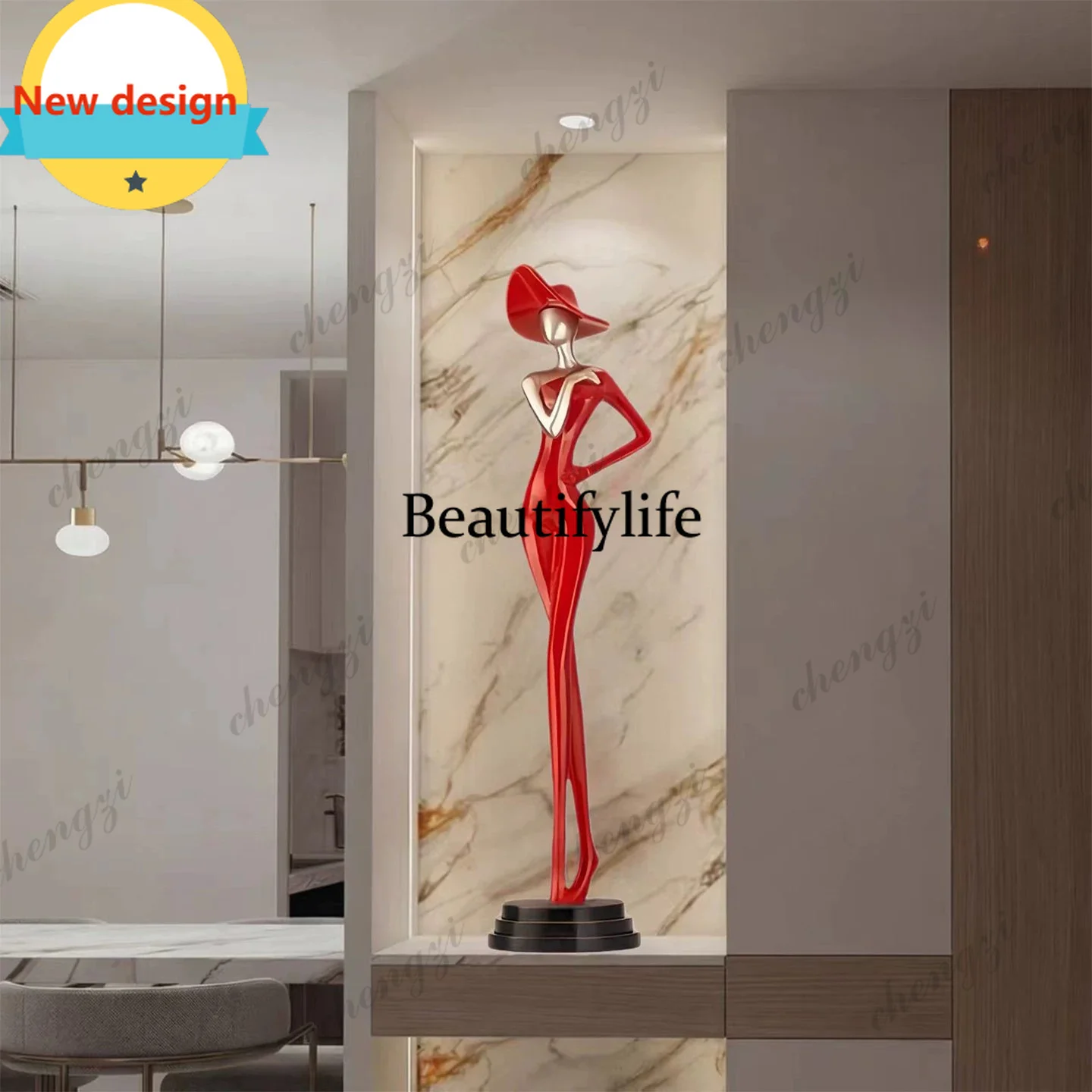 H178  Italian sculpture, figure shape vertical slender light luxury ornament high-end living room crafts niche minimalist decora